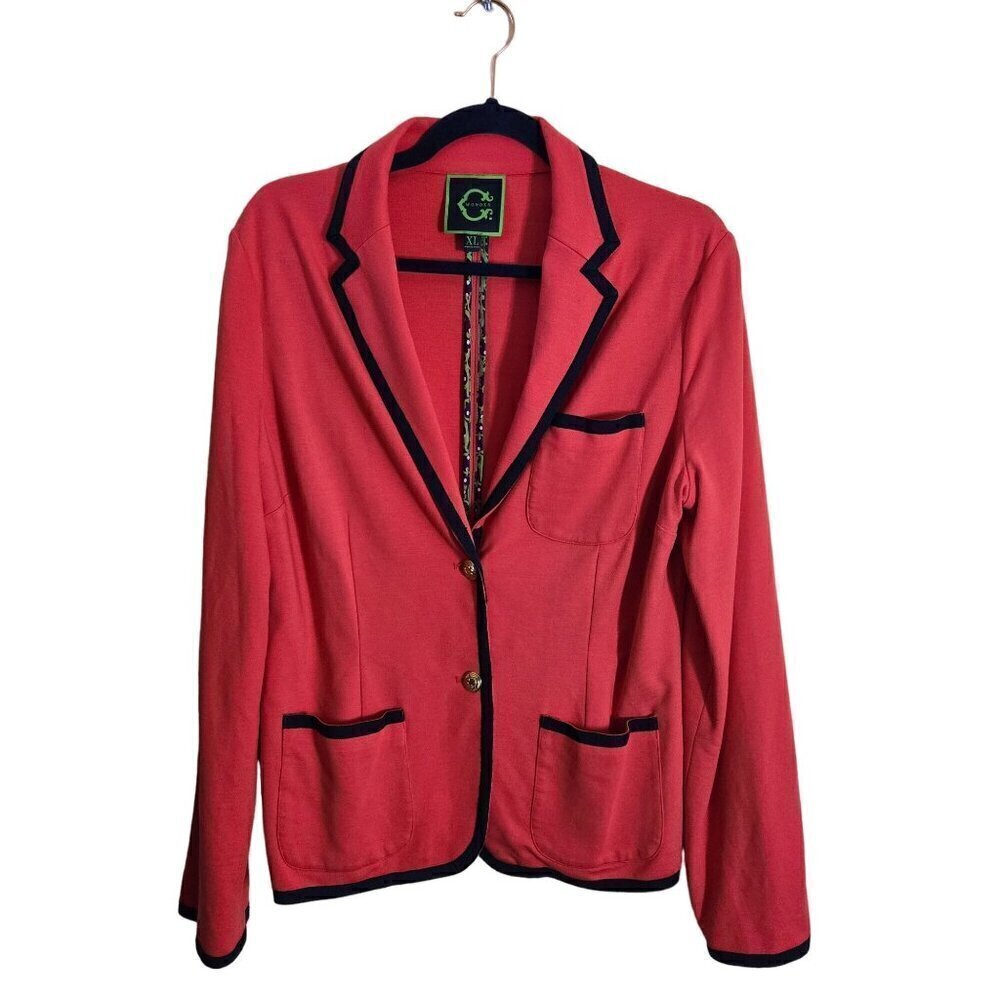 C Wonder Guava Navy Trim Classic Blazer Size XL